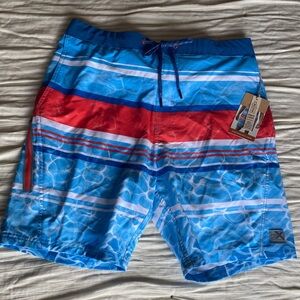 ZeroXposur Blue & Red Striped Men’s Swim Trunks